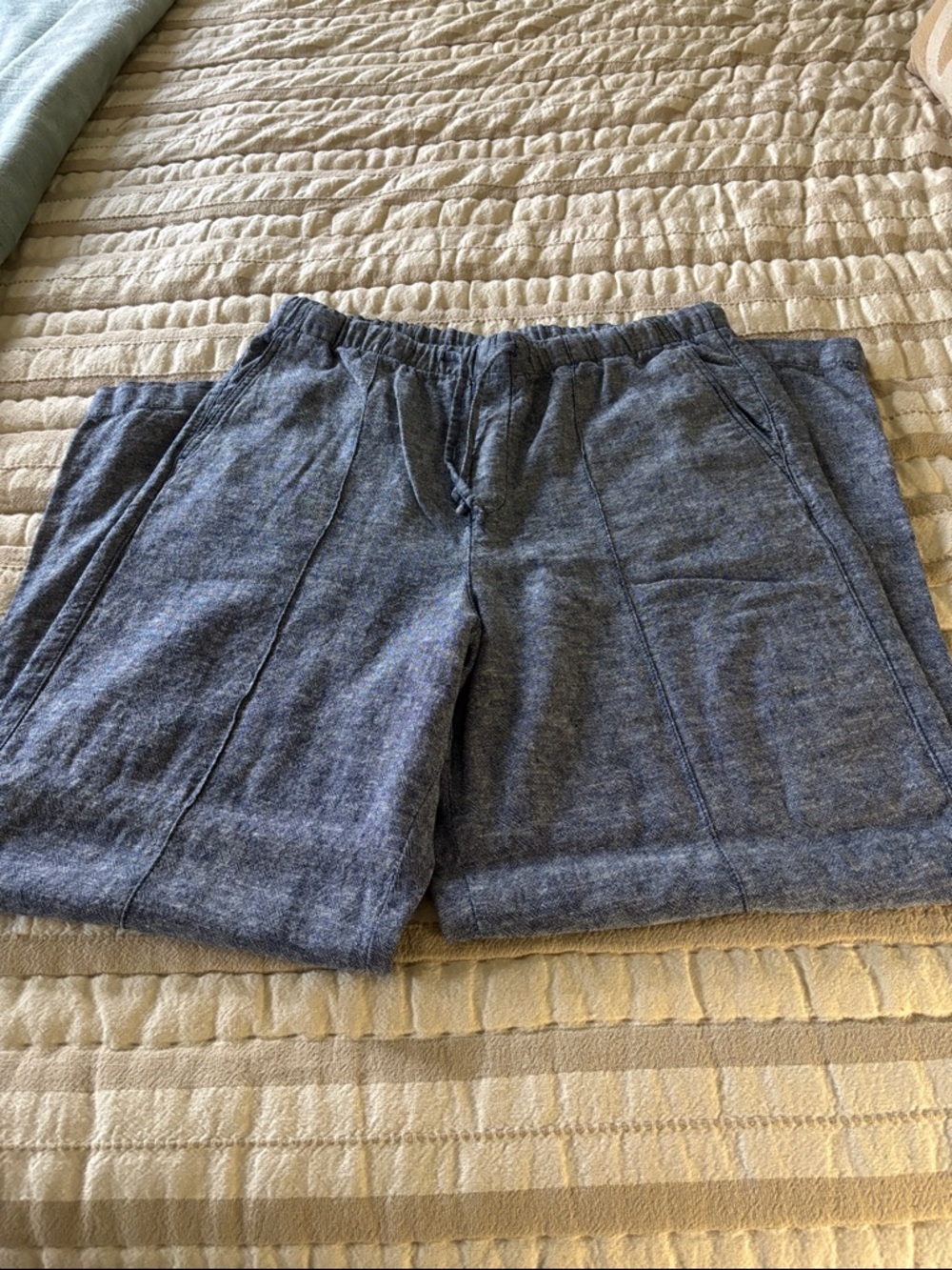 GAP Wide-Leg Drawstring Pants in Heather Blue Ladies size Medium